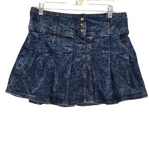 Y2K Acid Wash Denim Pleated Mini Skirt High Waisted Bratz Style Grunge Fairycore